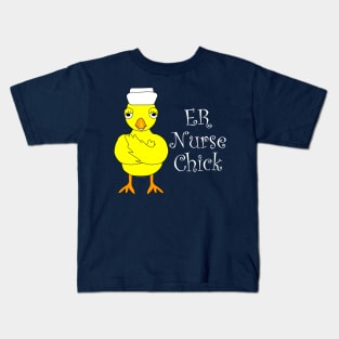 ER Nurse Chick White Text Kids T-Shirt